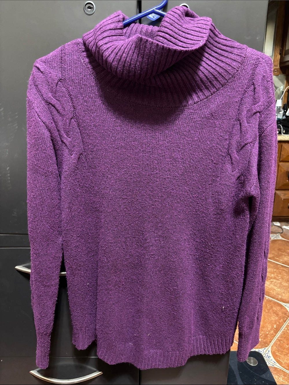 Purple Turtleneck Cable-Detail Women’s Sweater